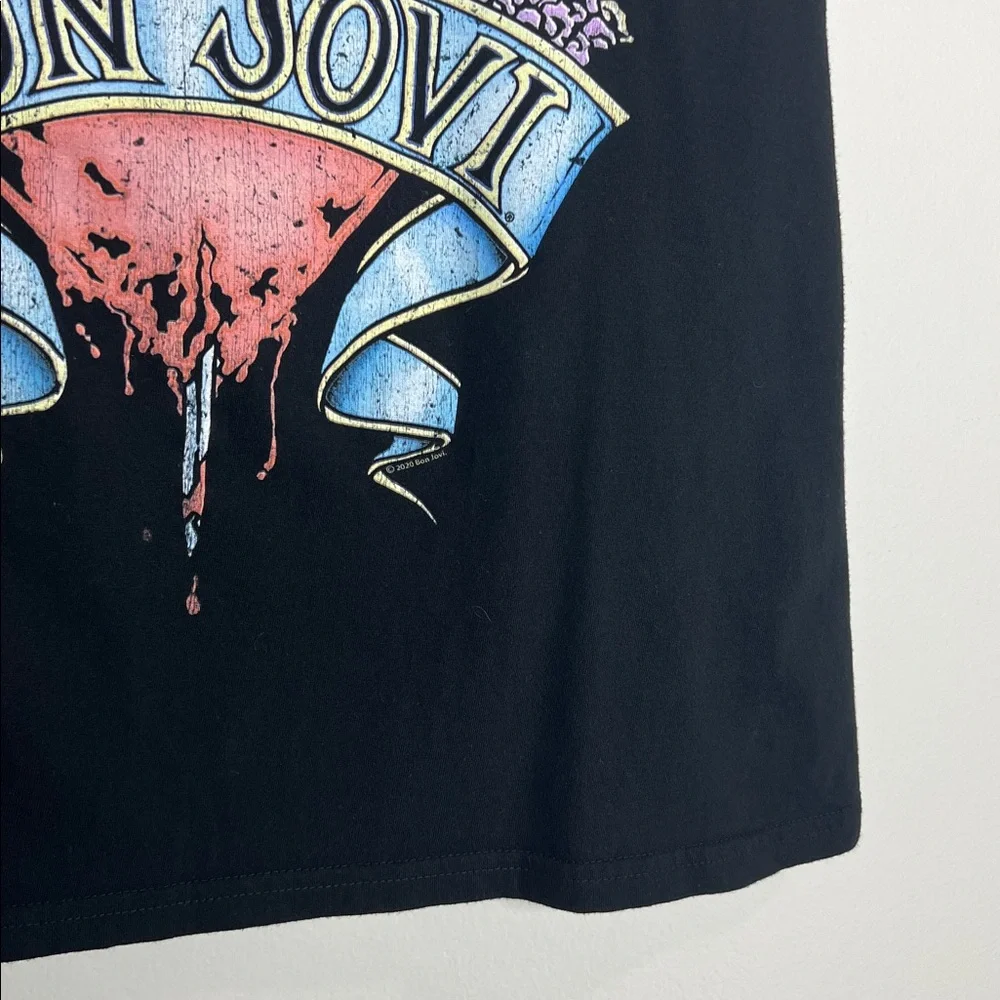 Bon Jovi Heart Dagger 100% Cotton Graphic Print Band Tee in black size Small - Picture 5 of 9